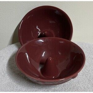Lot of 2 Ceramic Red Apple Baker With Apple Pattern Pottery Dish Raised Center